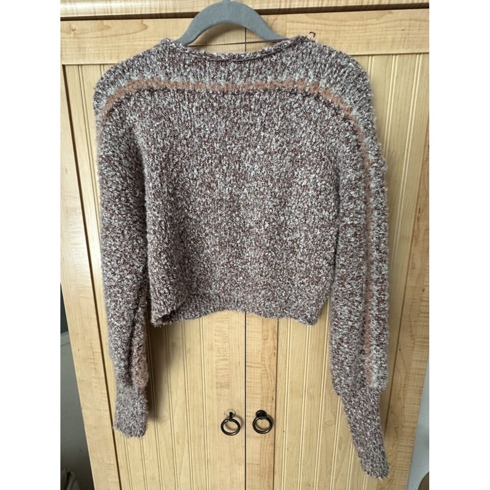 Free People Snowflake Cropped In Gingerbread Combo Pullover Sweater Size XS Soft - Picture 4 of 5